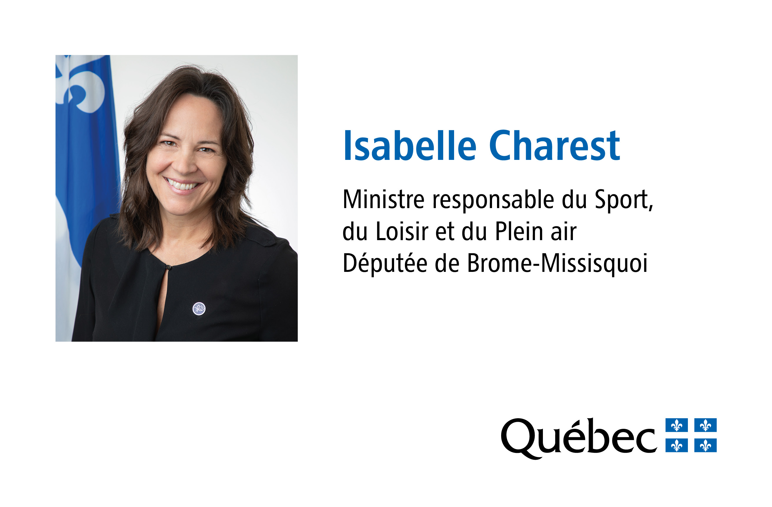 Isabelle Charest, Ministre responsable du Sport, du Loisir et du Plein air du Québec