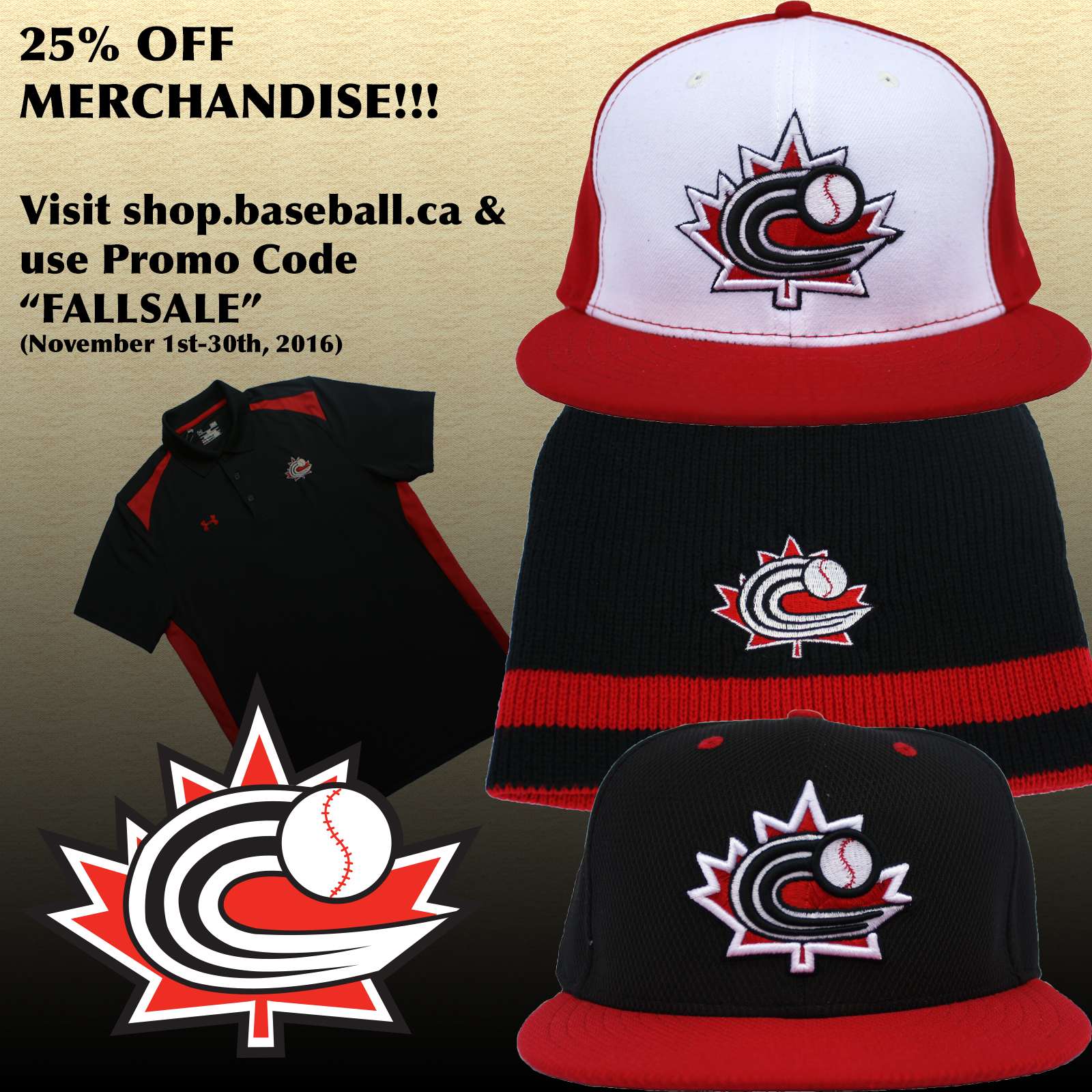 Baseball Canada merchandise now 25% off!