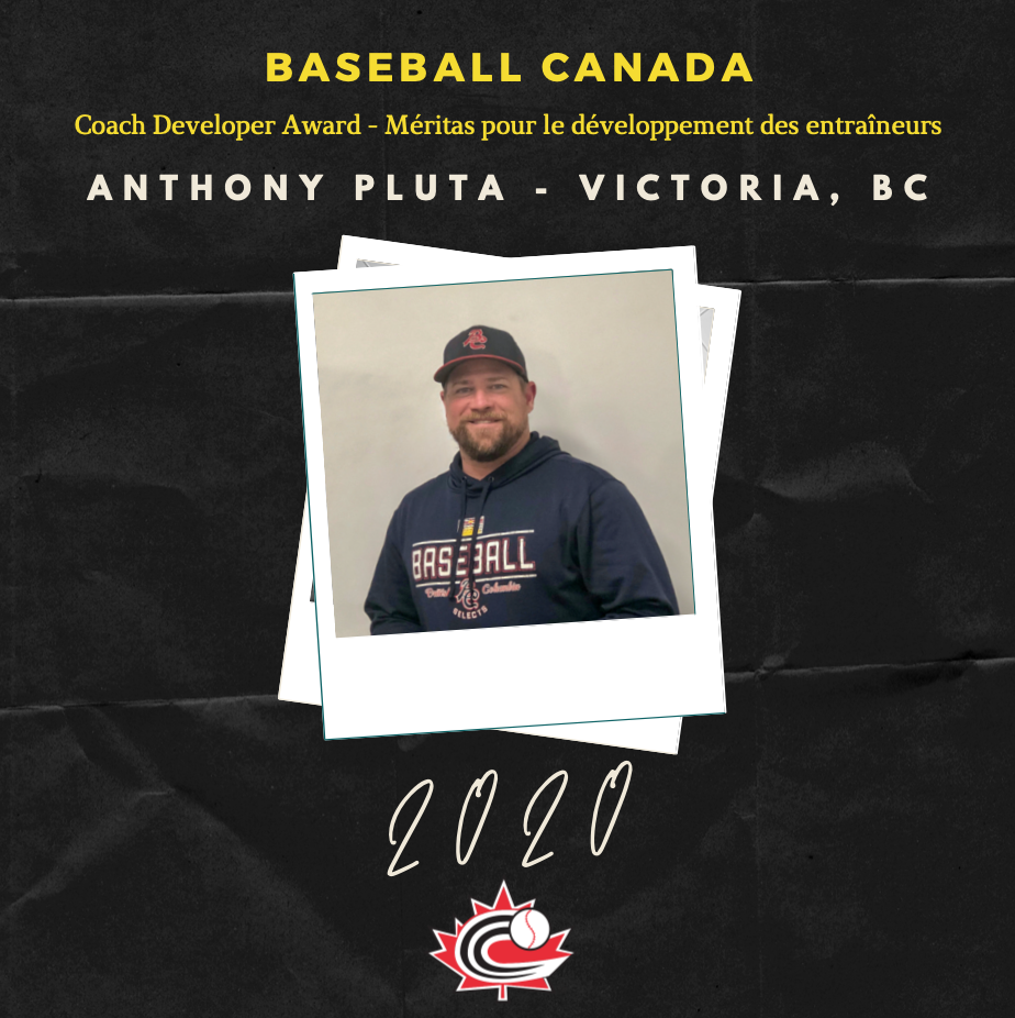 Anthony Pluta, lauréat du méritas Développement des entraîneurs de Baseball Canada